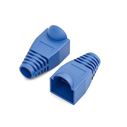 Image of ZOERAX 100-Pack Rj45 Strain Relief Boots Ethernet Network Cable Connector Plug Cover for Cat5 Cat5E Cat6E Cat6 （Blue）