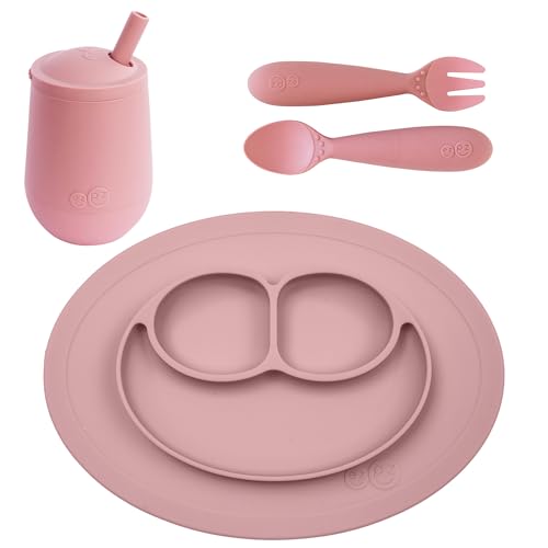 Image of Toddler Feeding Set 12m+ (Blush) Mini Mat + Mini Utensils + Mini Cup + Straw Toddler Essentials