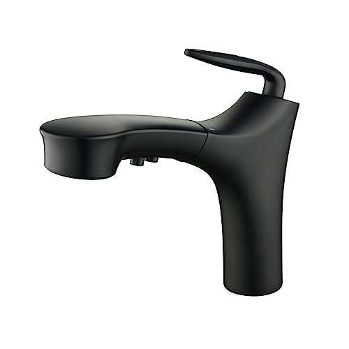 Robinets de lavabo avec douchette extractible monotrou mélangeur noir