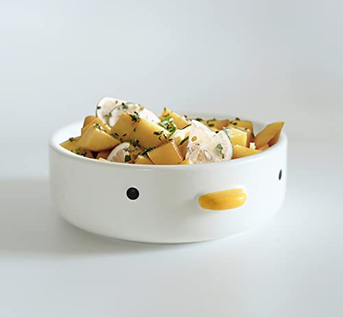 PURROOM Funny Cute Duck 6'' Salad Bowl, Handmade Glaze Chick Safety Ceramics Flat Bottomed Bowl, Home Family, Friend - Image 3