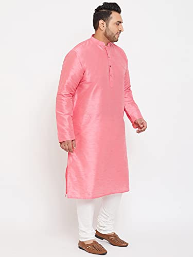 Image of VASTRAMAY Plus Size Men's Silk Blend Kurta Set-New Pink