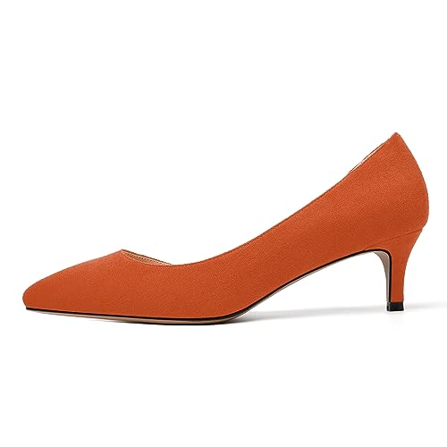 WAYDERNS Womens Pointed Toe Suede Solid Slip On Casual Office Kitten Low Heel Pumps Shoes 2 Inch2