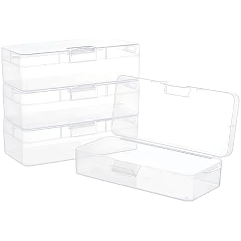BENECREAT 4 Pack Plastic Storage Boxes Cover
