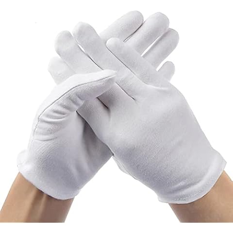 White Cotton Gloves for Eczema & Dry Hands- Washable Spa,Art Work,Photography, Jewellery and Cosmetic Inspection Gloves, Stretchable, Highly Breathable Perfect Fit for All (24 Pcs (Medium)) Cover
