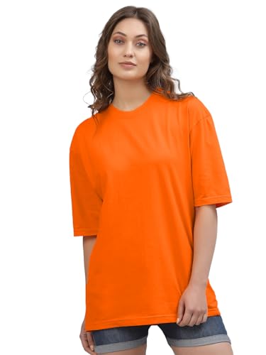 Image of LEOTUDE Women's Drop Shoulder Oversized Baggy Fit Half Sleeve Plain Solid Round Neck Multicolor T-Shirt Combo for Women's (Pack of 3)