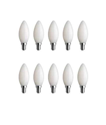 Bot Lighting Shot Juego de 10 bombillas LED oliva cristal blanco leche 6 W 806 lm E14 4000 K luz natural
