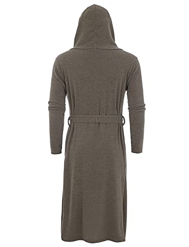 GIVON Longline Hooded Cardigan Ruffle Shawl Collar Open Front Long Sleeve Drape Cape Overcoat with Pockets & Tie Waist3