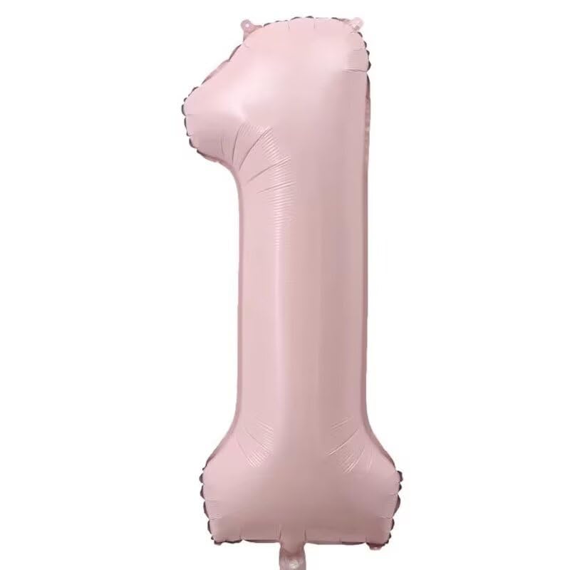 PomeloCoto Ballon Chiffre 1 Rose Ballons Helium Anniversaire 100cm, Numero 1 Party Deco - 1 Rose Chiffre