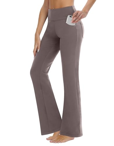 Legging de yoga bootcut taille haute haut de gamme galbant à poches pour femme