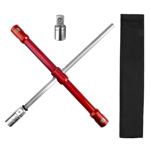 ILORVIUN Professional 14 Inch Universal Heavy Duty Compact Lug Wrench Set with 1/2-Inch Drive(17 mm/19 mm, 21 mm), Super-Strong Tire Iron & Lug Nut Remover With Storage Bag