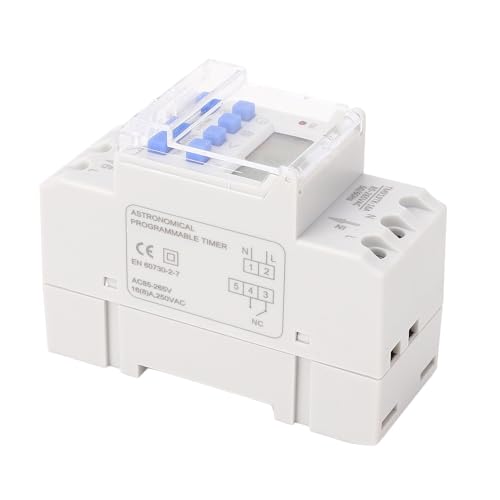 ZDETGU 16A DIN Rail Timer Switch 7-Day Programmable Digital Timer with LCD Display, 8 On/Off Settings, Battery Backup for Lights & Appliances, Min to 168 Hrs Timing