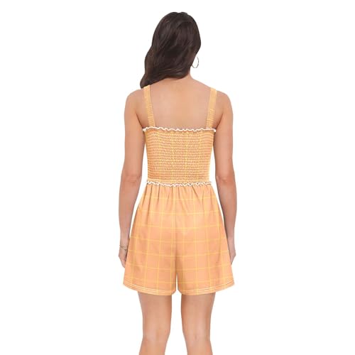 Barboteuse orange à texture damier et col carré vintage - 3