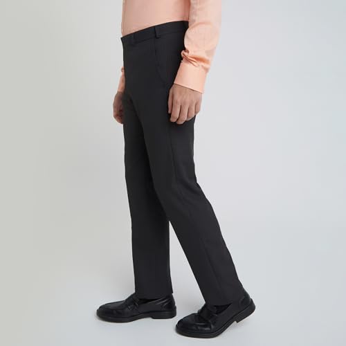 Image of Park Avenue Men's Regular Fit Mid Rise Checks Pattern Poly Viscose Blend Flat Front Formal Trouser