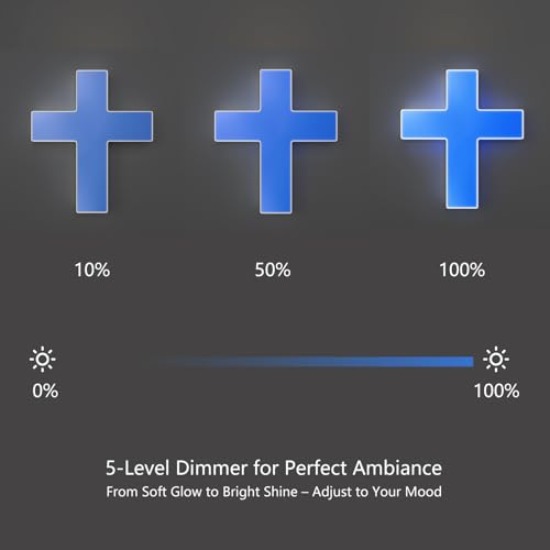 Image of Anrookie 3D LED Neon Cross Sign, USB-Powered Custom Neon Light with 5-Level Dimmer, 5 Color Options, Decorative Wall Art for Home, Bedroom, Church, Party, and Gifts (9x8 in) (Midnight Blue)