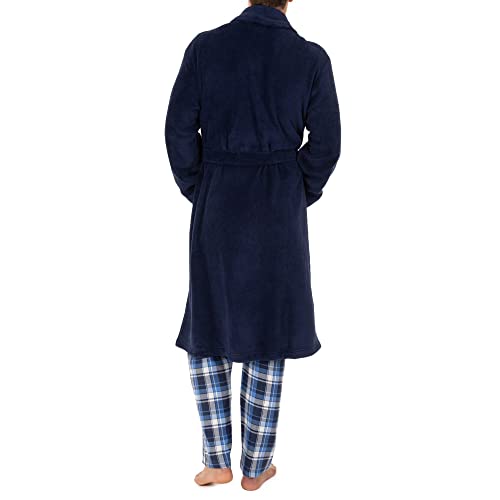 Fruit Of The Loom Solid Comfort Soft Robe For Men & Women Ultra Soft & Cozy Housecoat With Belt For Adjustable Size- Unisex Kimono Robe Loungewear- Lightweight, Knee Length Robe, Navy, 1X-2X #TOP2