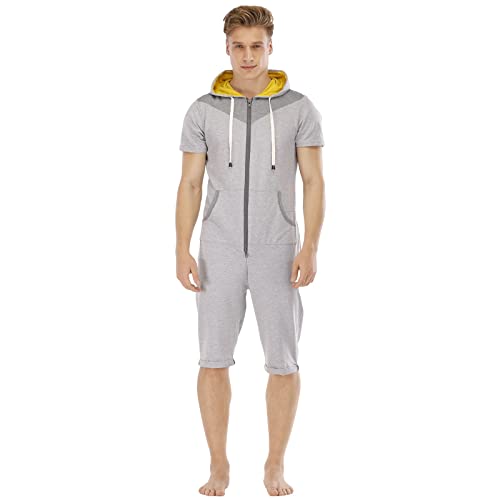 Combinaison courte pour homme t-shirt et short d'été en sweat jaune