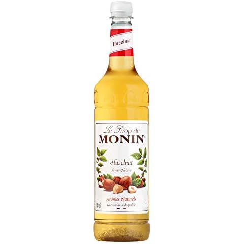 MONIN Premium Hazelnut Syrup 1L for Coffee and Cocktails. Vegan-Friendly, 100 Percent Natural Flavours and Colourings. Sugar-Free Hazelnut Coffee Syrup Cover