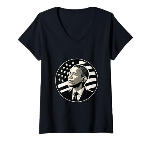 Mujer Arte tributo a Barack Obama Camiseta Cuello V