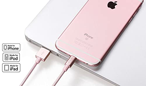 Volts Apple Mfi Certified Nylon Braided Usb Lightning Cable With Aluminum Case And 8-Pin Connector, 3.3 Feet (1 Meter) - Rose Gold #TOP5