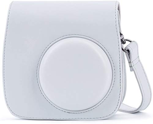 Phetium Soft PU Leather Protective Case with Shoulder and Pocket for Fujifilm Instax Mini8 8+/Mini9 Instant Camera (Smokey White)