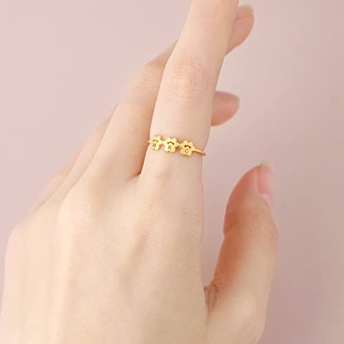 Centime Custom Paw Print Ring With Pets Initial, Dog Cat Initial Ring For Mom, 925 Sterling Silver With 18K Gold Rose Plated Pet Jewelry, Family Animal Gifts, Mother's Day Gifts For Pet Lover #TOP6