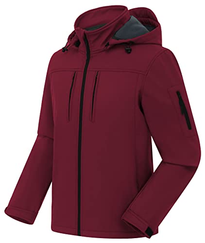 Creatmo Us Men's Sport Windproof Jackets Softshell Hiking Jacket Outwear Waterproof Hooded Tactical Hunting Windbreaker Burgundy Xl #TOP14
