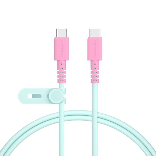 MOTTERU (モッテル) バイカラーケーブル USB-C to USB-C 1.0m PD60W iPhone Air 17 17Pro 16 15 Androidスマートフォン各種 iPad Macbook しなやかでやわらかい 断線に強い 急速充電 データ転送 ケーブルバンド 付属 ミントフラミンゴ MOT-BCECCC100-MF