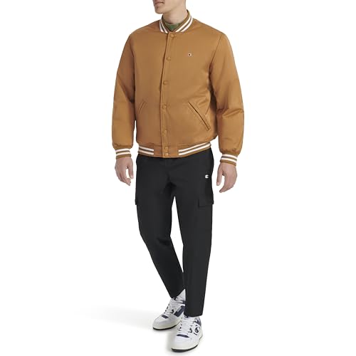 Image of Champion Men's Logo Striped-trim Varsity Jacket