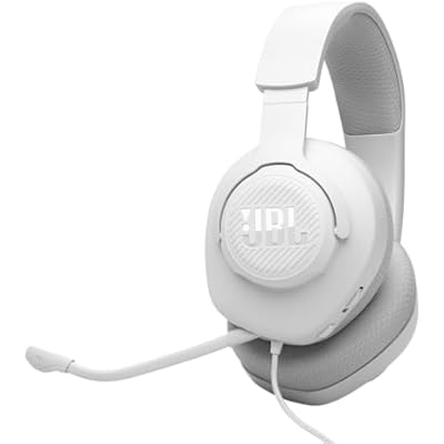 JBL Quantum 100M2 Wired Over-Ear Gaming Headset with JBL QuantumSOUND Signature and 3.5 mm Headphone Jack, Multi-Platform Compatibility, Detachable Mic, Mute Option, White