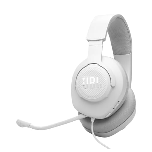 JBL Quantum 100M2 cascos circumaurales para gaming, JBL QuantumSOUND Signature, cable de audio de 3.5 mm, compatibles con múltiples plataformas, micrófono desmontable, función de silencio, blanco