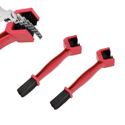 Ohleats 2 PCS Bike or Motorcycle Chain Washer, Functional Motorbike Chain Gear Dirt Stain Cleaning Brushes, Bicycle Chain Cleaning Double Head Brush Tool, Motorcycle Accessories (Red)