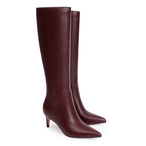 Image of QIY Kitten Heel Knee High Boots for Women Fall Tall Boots | Stylish Pointed Toe, Low Heel For All-Day Comfort, Zipper For Easy On & Off, Ideal For Fall & Winter