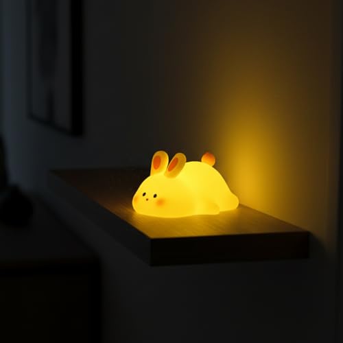 Image of Cute Rabbit Bunny Night Light Lamp - Yellow LED Decorative Lamp for Kids, Teens & Adults | Gifts for Birthday, Valentine's Day & Christmas | Battery Included