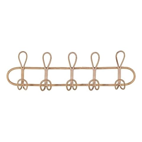 AFXGUSD Elegant Wall-Mounted Coat Rack with Rattan Hooks for Home Organization, 5 Hooks Cover