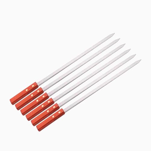 PNJB BBQ Barbecue Skewers Wooden Handle, Grilling Kebab Flat Reusable Skewers, Metal Skewer, Heat Resistance, Convenient Design, Easy to Clean, 40cm (8PCS)