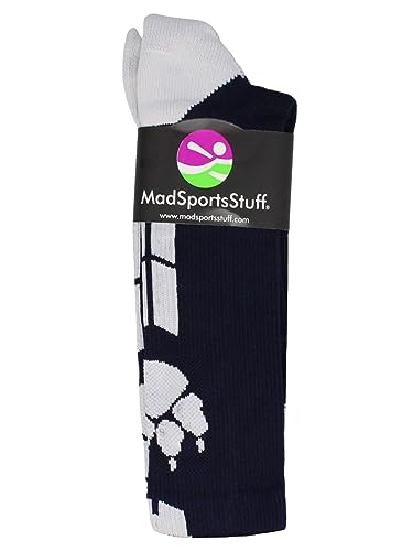 MadSportsStuff Wild Paws Crew Socks (Navy/White, Medium) - Thumbnail 3