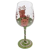 ARTSEWPLY Copa de Vino para Fiestas de Cristal Diseño de Reno, Adecuado para Obsequio de Navidad y Cenas Familiares
