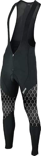 Mens Cycling Bib Tights Trouser 3D Gel Padded Bicycle Leggings Long Pants Trousers Bottom All Day All Season (US, Alpha, Medium, Regular, Regular, Black/Grey)