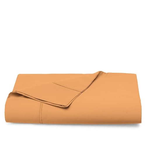 Pizuna 100% Cotton King Flat Sheet 400 Thread Count Apricot Orange