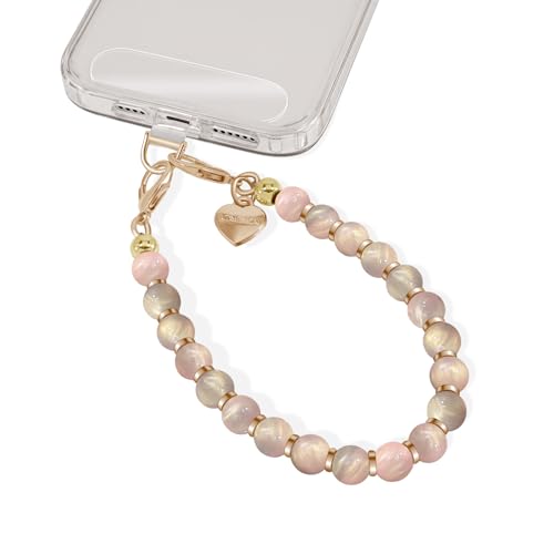 X-Lounge Phone Wrist Strap Beaded Phone Charms Hand Lanyard Strap Beaded Detachable Phone Bracelet Fashion Accessory for Women Chain Wristlet Strap for Phone Case with Clear Phone Patches