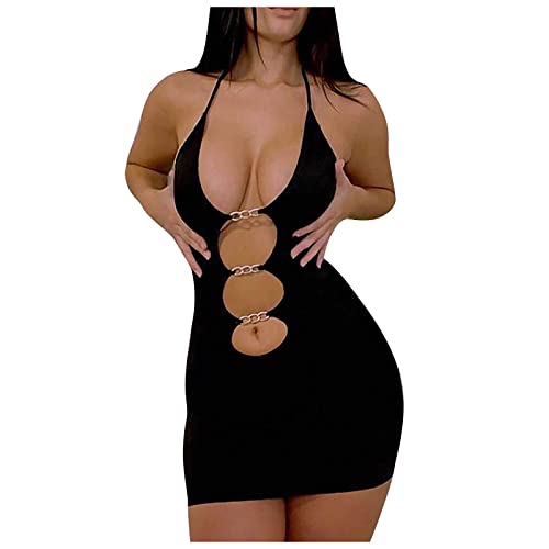 Healter Damen Minikleid Y2k Aesthetic Bodycon Kleid Partykleid One Shoulder...
