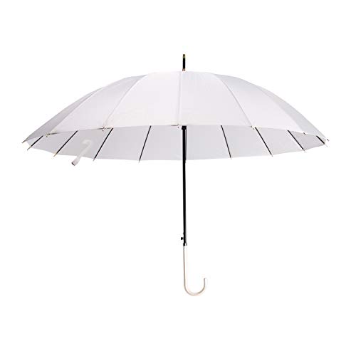 Preisvergleich Produktbild Lanker Gerader Starker Haltbarer Regenschirm, Faser 210T Wasserdichter WindundurchläSsiger Sportschirm 16 Rippen KS06White