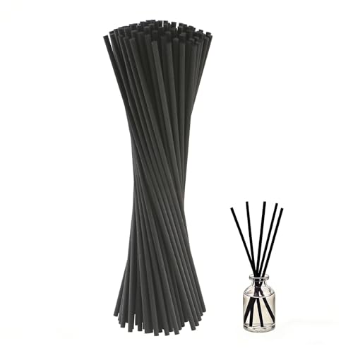 Admygo 100pcs Reed Diffuser Sticks, 7.8 Inch Rattan Wood Sticks, Diffuser Refills, Thick Room Diffuser Sticks for Essential Oil, Fibre Reeds for Diffusers, Replacements for Home, Office (Black)