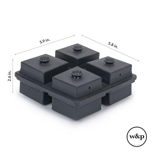 W&P Crystal Ice Tray, Perfect Etched Large Cubes, Slow Melting for Whiskey and Cocktails, Food Grade Premium Silicone, Dishwasher Safe, BPA Free