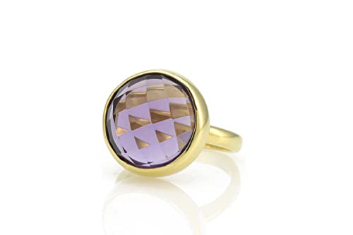 Bague améthyste violette à grand chaton pour célébrer votre anniversaire en février