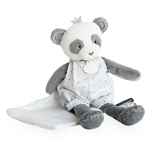 DOUDOU ET COMPAGNIE - Peluche Panda Avec Doudou Mouchoir - 28 cm - Collection Attrape-Rêve - Idée Cadeau Naissance pour Filles et Garçons - Boîte Cadeau...
