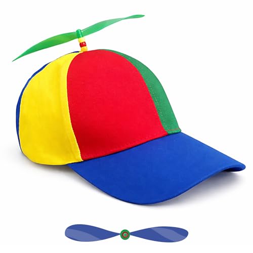 ComfyAge Colorful Propeller Hat Baseball Cap: Funny Adjustable Helicopter Cap Propeller Hat Adult Snapback Baseball Hat