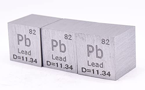 Image of 1 inch 25.4mm Lead Plumbum Metal Cube Pb up to 99.9% Pure Periodic Table Element Engraved Density Collection Science Education Display Block Cube + Acrylic Case Box - 1PC