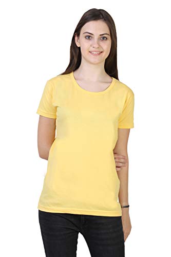 Image of FLEXIMAA Women's Cotton Plain Round Neck Half Sleeve T-Shirt