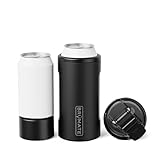 BrüMate Hopsulator Trio 3-in-1 Insulated Can Cooler for 12oz / 16oz Cans + 100% Leak Proof Tumbler with Lid | Insulated for Beer, Soda, and Energy Drinks (Matte Black)